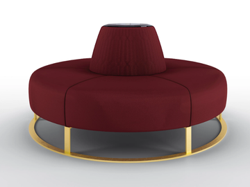 BLANCA - Upholstered round velvet bench with back by BRUNO ZAMPA - view 2